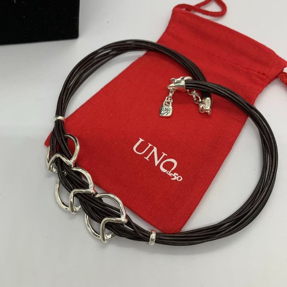 UNO de 50 STEPBYSTEP BRACELET + STEPS Necklace  Brown Leather Strips - Picture 13 of 17